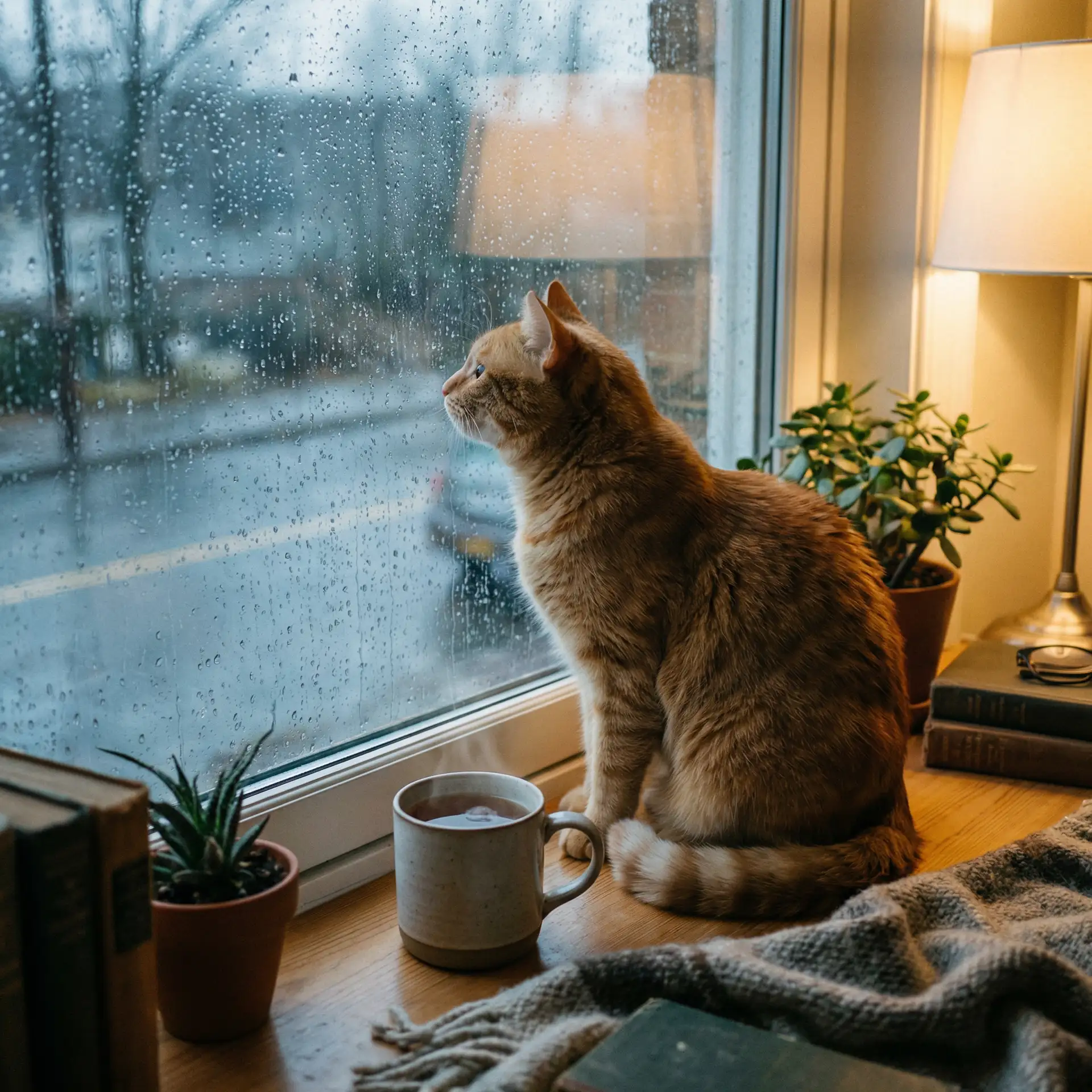 猫咪望着窗外的雨 - 圣元优博奶粉上火吗